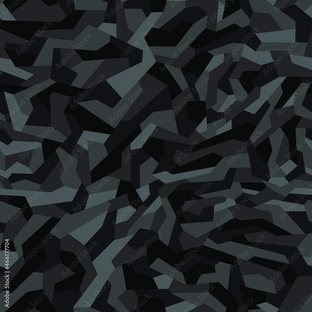 Geometric camouflage seamless pattern. Abstract modern military camo background of polygons for fabric textile and vinyl wrap print. Endless vector illustration.