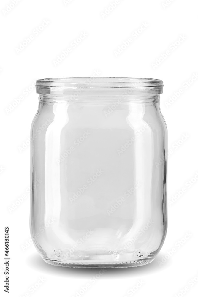 Transparent jar on white background isolate