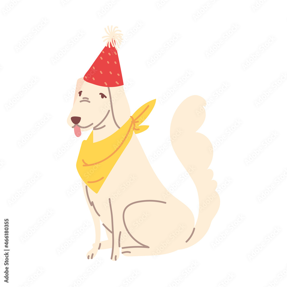 Naklejka premium dog with party hat