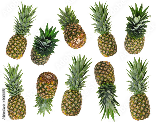 pineapple lies on a bright background. Fresh juicy tropical yellow fruit