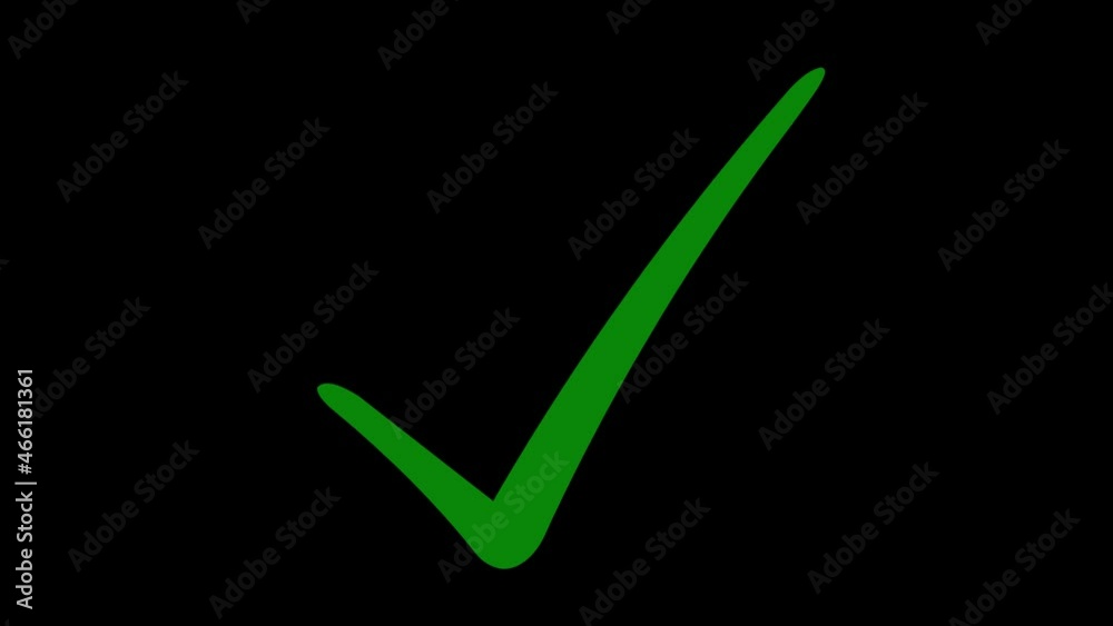 Loop animation of a green check mark, on a transparent background