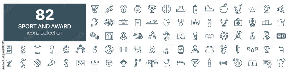 Sport and award line icons collection. Vector illustration eps10 Sport and award line icons collection. Vector illustration eps10