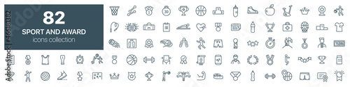Canvas Sport and award line icons collection. Vector illustration eps10
