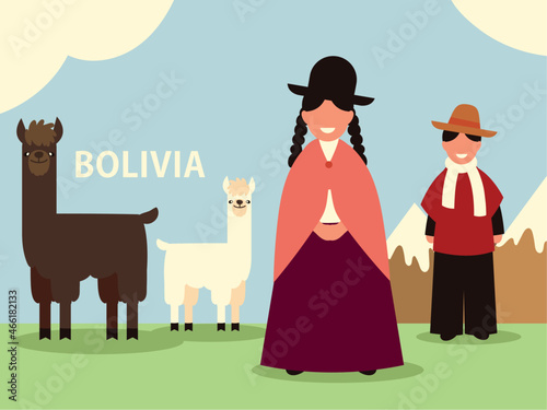 bolivia couple and llamas