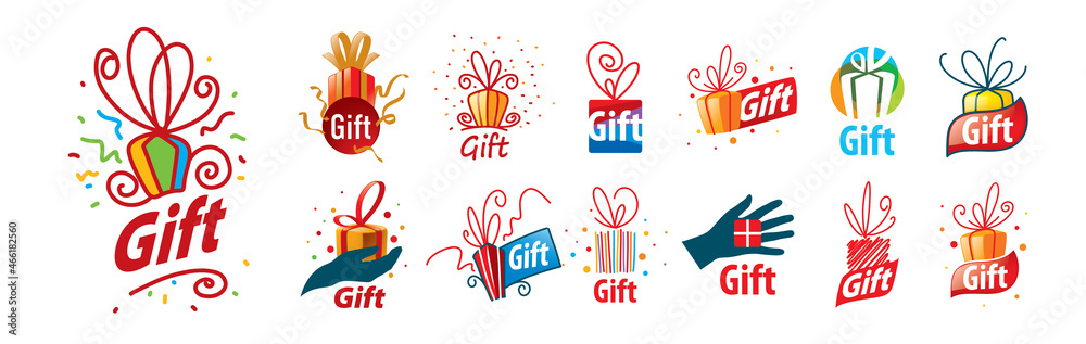 A set of vector gift icons on a white background A set of vector gift icons on a white background