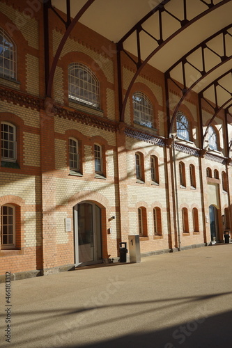 Denkmalgeschütze Backsteinfassade im Jugendstill bei Sonnenschein des Alten Schlachthof in Gießen an der Lahn in Hessen photo