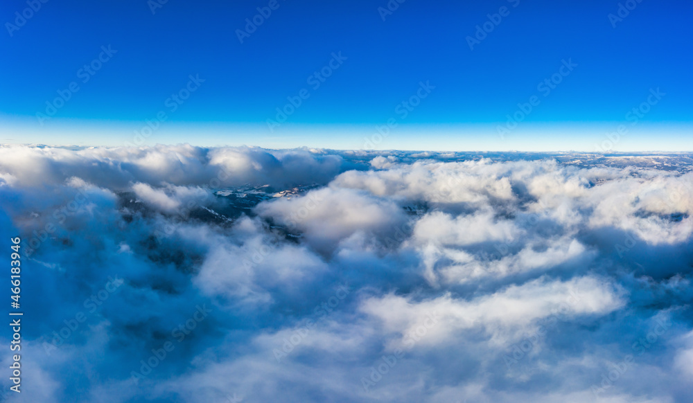 Naklejka premium Aerial view of the mystical landscape of a winter