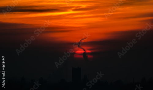 sunset over the city