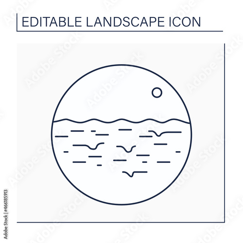 Quicksand line icon. Bed of loose and wet sand. Sand yields easily to pressure and sucks everything.Landscape concept.Isolated vector illustration. Editable stroke