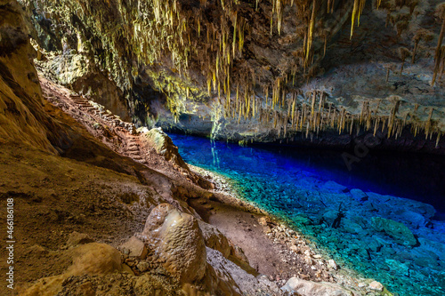 Abismo anhumas, cave with underground lake, Bonito national park, Mato Grosso Do Sul, Brazil photo