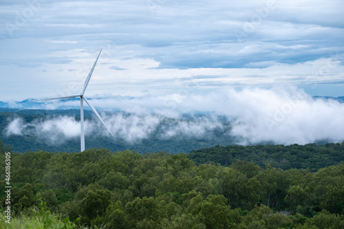 Canvas Print Wind turbine electrical energy plant on Khao Yai Thiang at Nakhon Ratchasima Province , Thailand