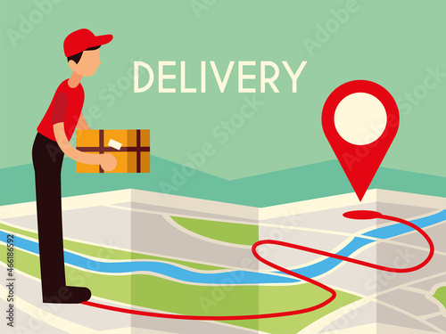 delivery man on map