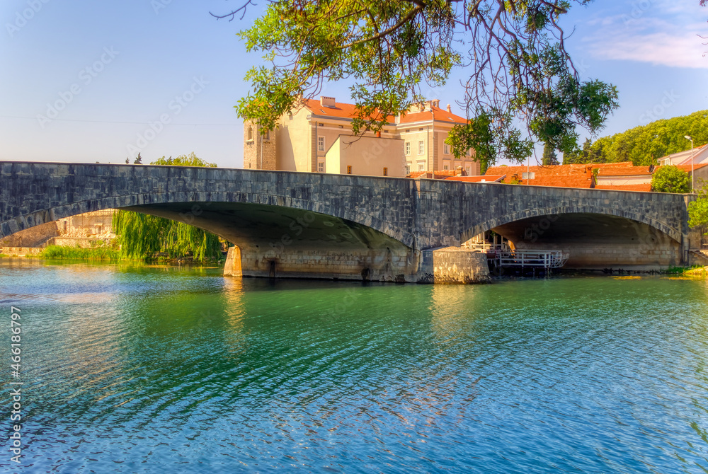 City bridge over river Trebisnjica in city of Trebinje in Bosnia and Herzegovina.