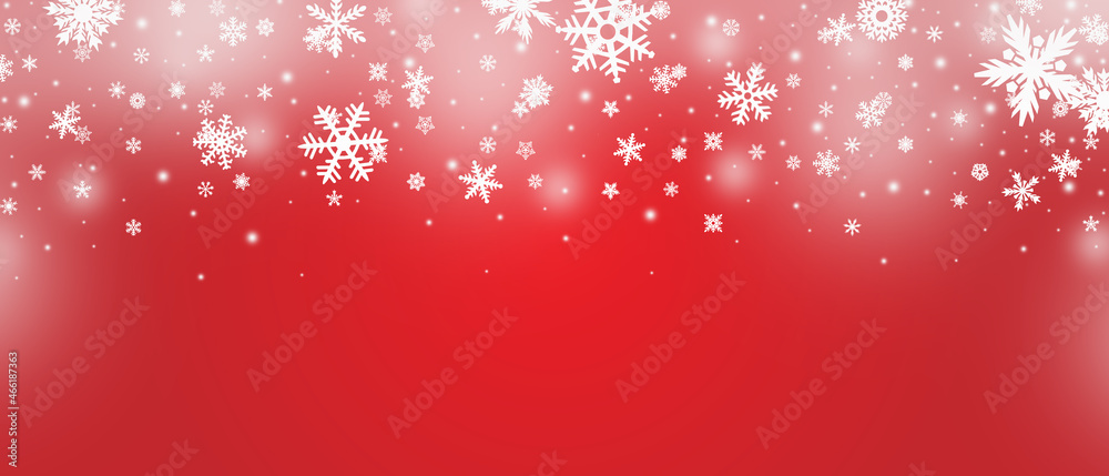 Abstract Christmas top snowflake seamless border on red background Abstract Christmas top snowflake seamless border on red background