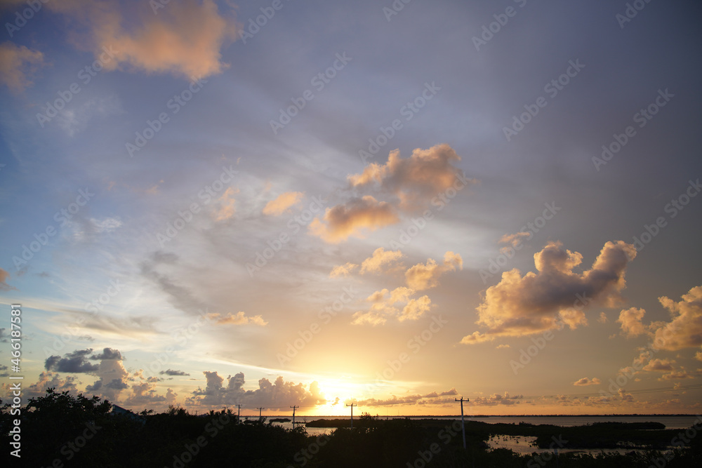 sunset over the city