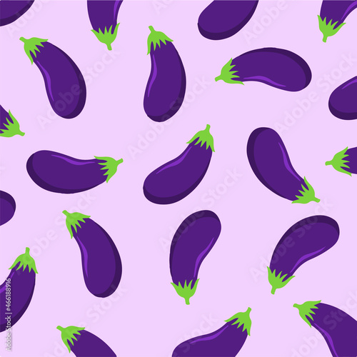 Eggplant Pattern Background. Vegetable Vector Illustration.