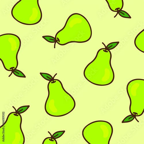 Pear Pattern Background. Fruit Vector Illustration.