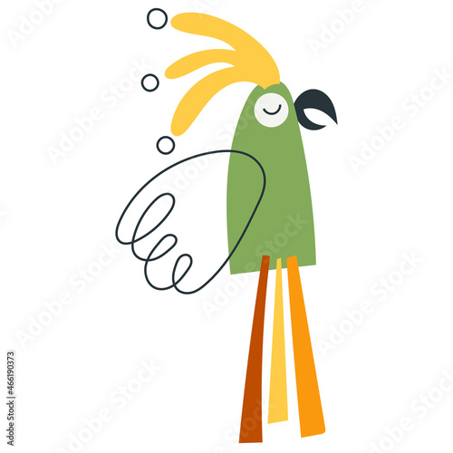 Tropical birds cartoon style. Vector illustration.