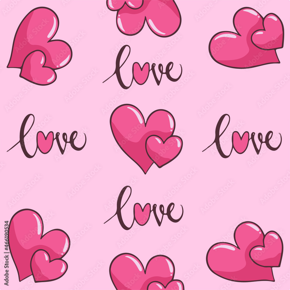 Love Symbol Pattern Background. Valentine Vector Illustration.