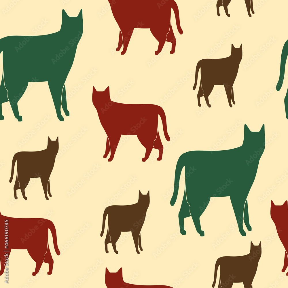 Cats on a light yellow background. Seamless pattern for baby textiles. Cats on a light yellow background. Seamless pattern for baby textiles.