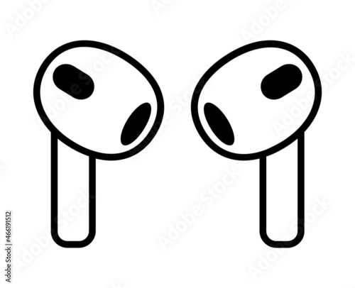 Pair of new wireless earbud headphones line art vector icon for apps and websites