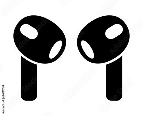 Pair of new wireless earbud headphones flat vector icon for apps and websites
