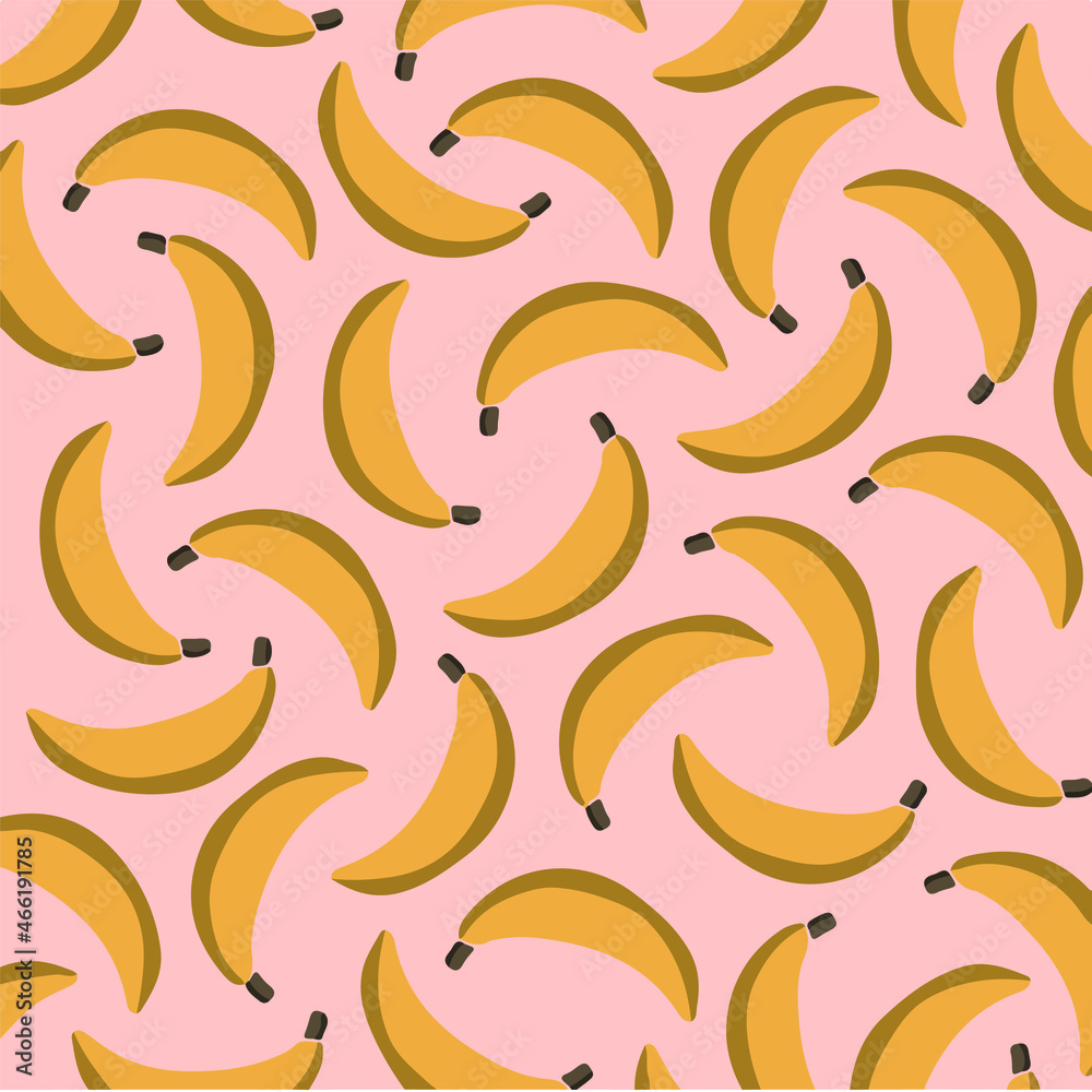 Banana Fruits Pattern Background. Social Media Post. Vector Illustration.