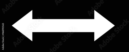 Double arrow icon, two side simple icon vector, White Arrow Isolated on black backgound