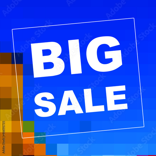 Big sale letters on pixelated background. Business concept