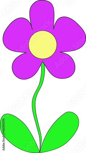 Simple purple flower flower isolated on white background.