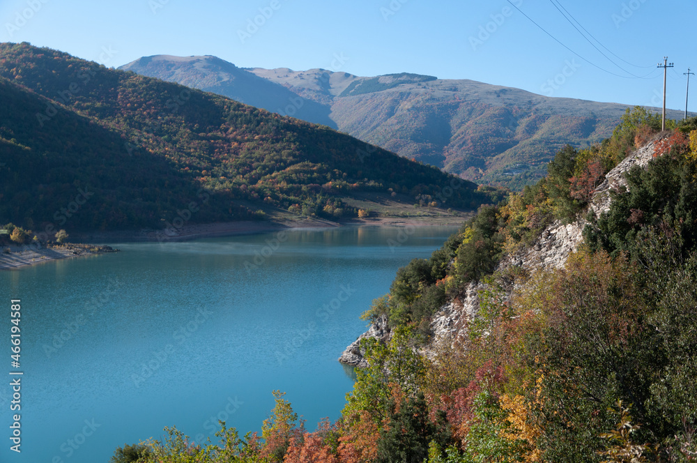 landscape Lago di Fiastra in Marche region