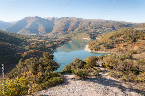 landscape Lago di Fiastra in Marche region