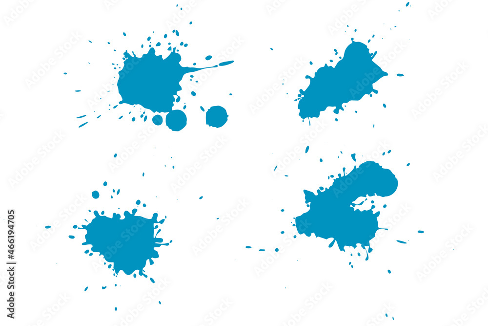 Obraz premium Blue blot on a white background. Spots of ink on a piece of paper.