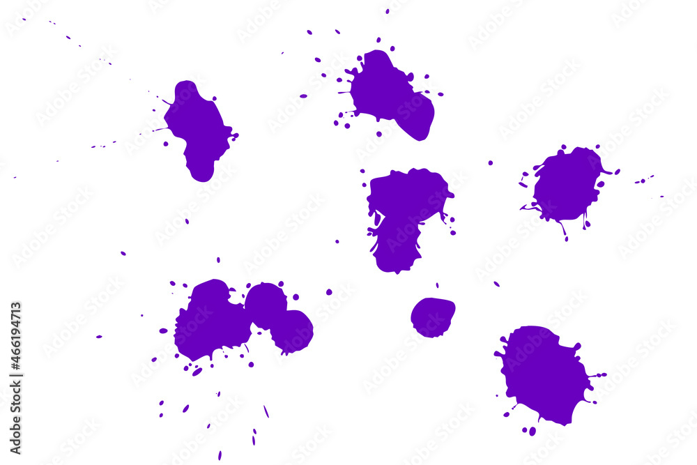 Blue blot on a white background. Spots of ink on a piece of paper. Blue blot on a white background. Spots of ink on a piece of paper.