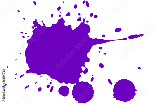 Violet blot on a white background. Spots of ink on a piece of paper.