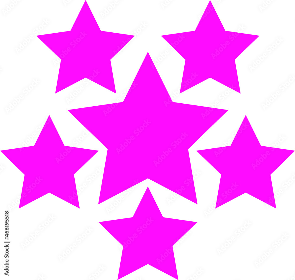 Six stars icon vector. Magenta stars icon. Big and small stars. Stars icon. Isolated on white background.