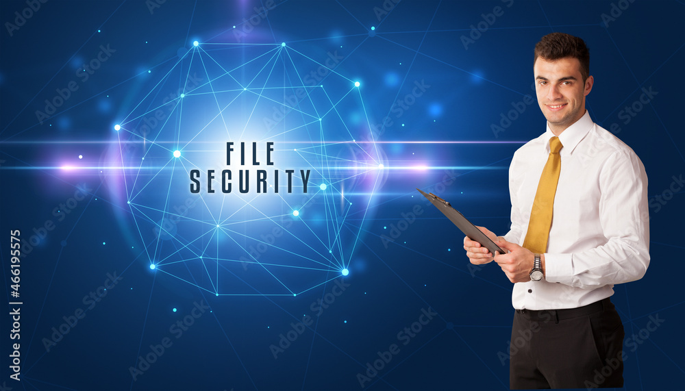 businessman thinking about security concept businessman thinking about security concept