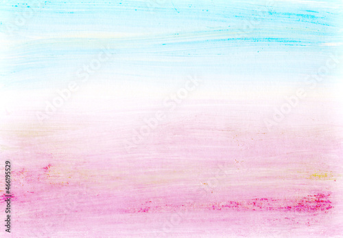 Abstract acrylic background in the form of a seascape at the hour of sunset. Features of contemporary art. Applying strokes in pink and blue.