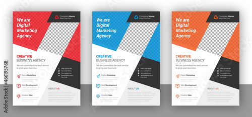 Corporate Business flyer template vector design, Flyer Template Geometric shape used for business poster layout, IT Company flyer, corporate banners, and leaflets. Graphic design layout with triangle