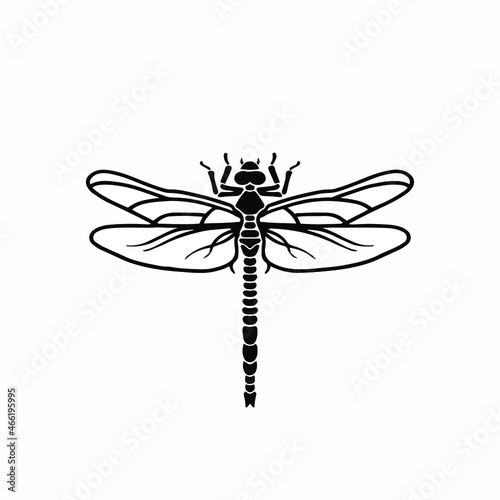 Dragonfly Logo Symbol. Stencil Design. Tattoo Vector Illustration.
