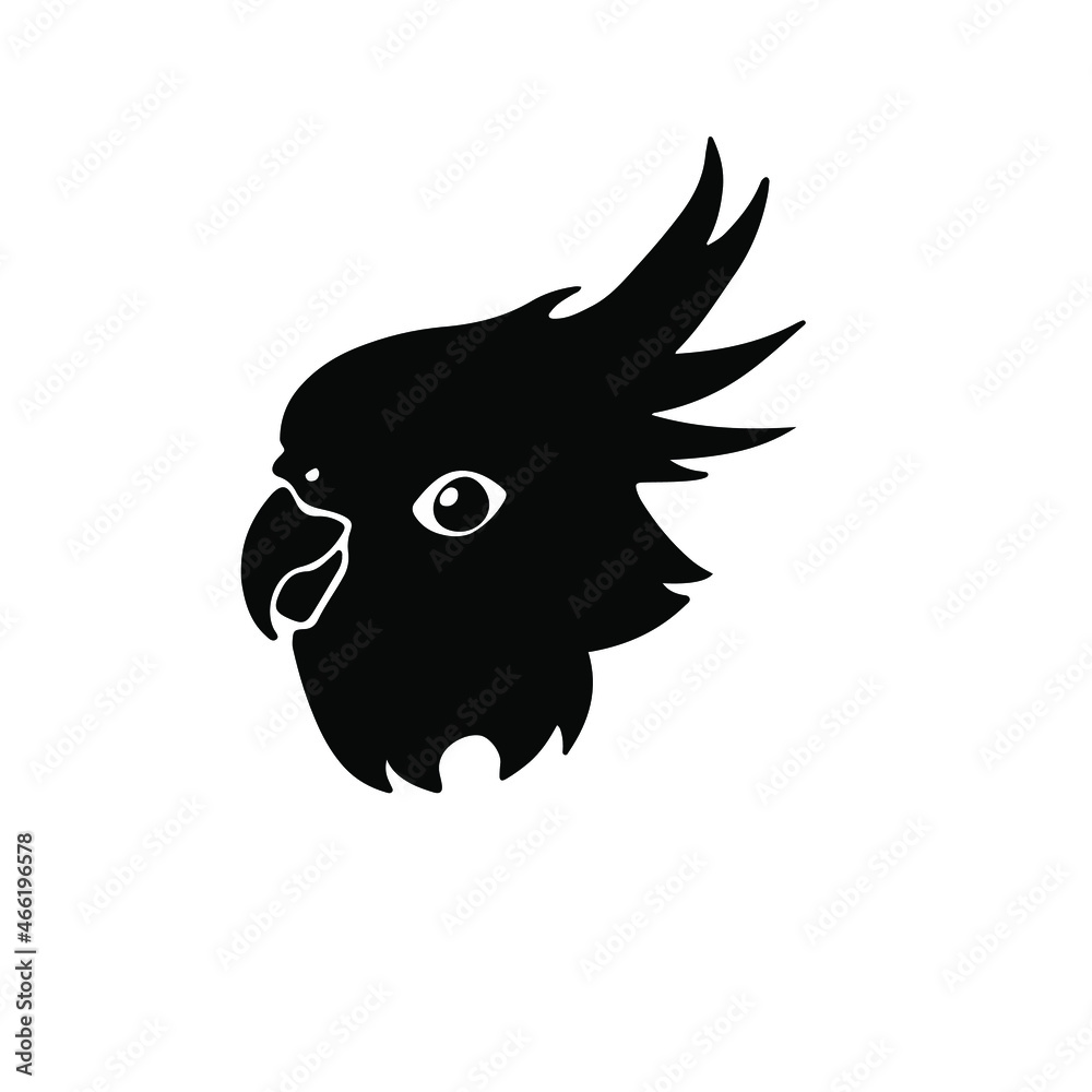 Parrot Logo Symbol. Stencil Design. Tattoo Vector Illustration.