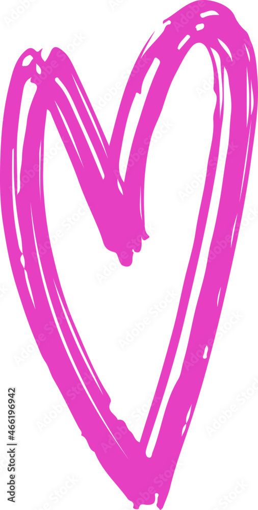 Vector illustration of pink hand drawn outline heart. Textured love concept symbol in grunge style Vector illustration of pink hand drawn outline heart. Textured love concept symbol in grunge style