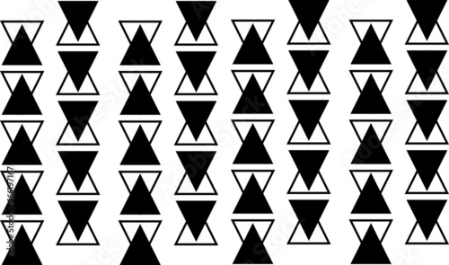 An Illustrated Pattern of Triangle, Black colors, Vector background with stroke. Isolated on white background photo