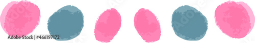 Vector illustration of watercolour set circles. Collection of pink and grey round spots for artistic design. Illustration could be used as decorative delimiter separator text in cartoon style