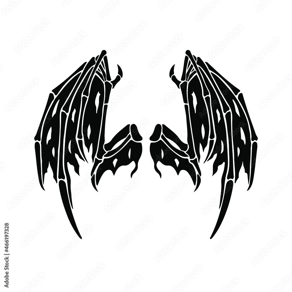 illustration vector graphic of tribal art design wing tattoo perfect for  dragon wings, devil wings and bats Stock Vector | Adobe Stock