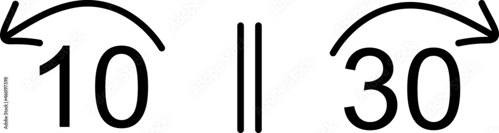 Pause with skip back and skip forward. Skip back 10 second. Skip forward 30 second. Isolated on white background. Vector illustration Pause with skip back and skip forward. Skip back 10 second. Skip forward 30 second. Isolated on white background. Vector illustration