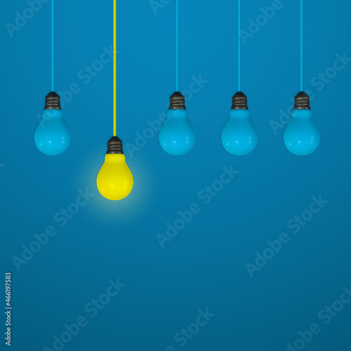 Light bulb in 3d style. Solution, business concept idea. Vector illustration