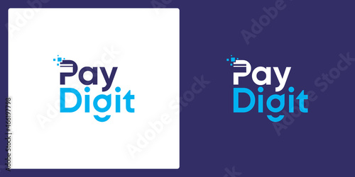 word mark Logo design symbol Digital Electronic Transaction Payment. Vector premium