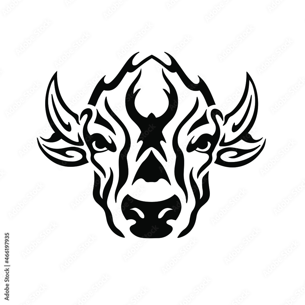 Black Tribal Bull Head Logo on White Background. Tattoo Design Stencil Vector Illustration Black Tribal Bull Head Logo on White Background. Tattoo Design Stencil Vector Illustration