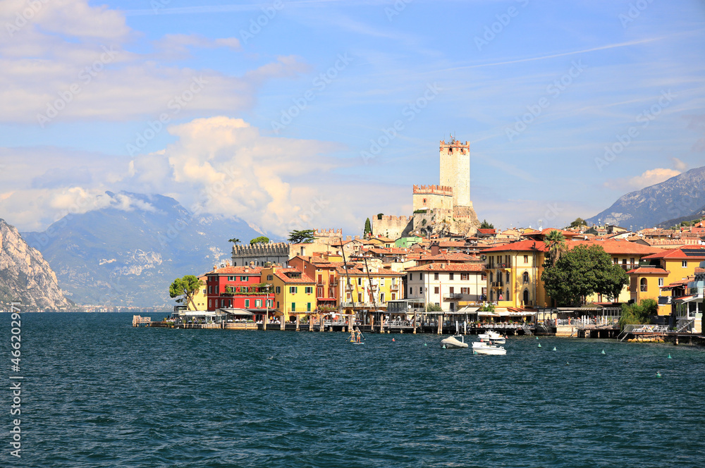 Malcesine at the eastern shore of Lake Garda. Lombardy, northern Italy, Europe.